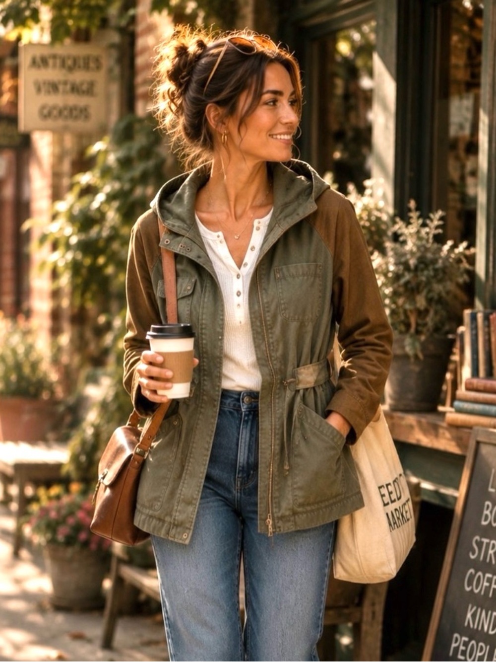 Lucky Brand Utility Jacket S Olive Green Hooded Belted Trench Style